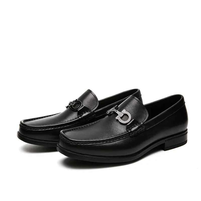 Classic style horse stud leather business casual shoes - one-piece genuine leather trendy men's shoes, Mocasin shoes, office loafers