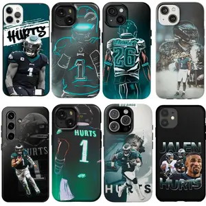 Jalen Hurts Eagles Football Player Tough Phone Case Impact Resistant Compatible with iPhone 12 13 14 15 16 17 Pro Max Mini - Protective Cover for Active Lifestyles Sports Enthusiasts - Heavy Duty Shockproof Grip and Corner Defense Shell.