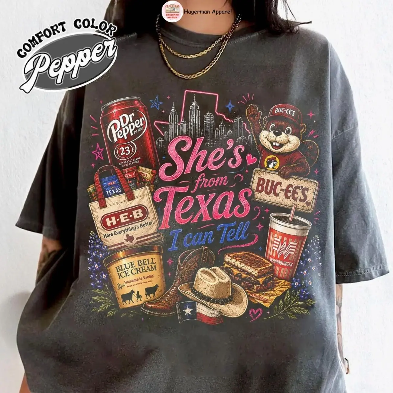Comfort Colors She's From Texas I Can Tell T-Shirt, Texas Pride Tee, Western Shirt, Texas Girl, Full Size, Soft Cotton
