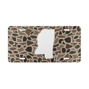 Old School Camo Mississippi  Aluminum License Plate, Custom License Plate, Personalized Vanity Tag, Blank Aluminum Plate, 12×6 License Plate, US Standard Car Plate, Front License Plate 4 Pre-Drilled Holes