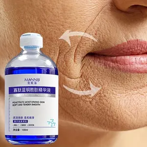 100ml Blue Copper Peptide Intensive Firming Serum - Refreshing texture, non-greasy, quickly firms and lifts facial contours, anti-aging skincare essence that visibly reduces wrinkles and fine lines, making skin look younger. Suitable for all skin types