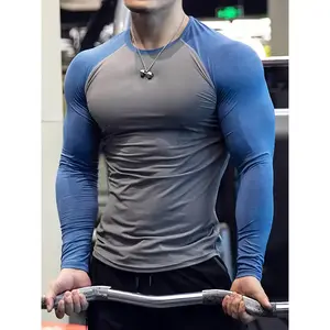 Soft long-sleeve men’s raglan sports T-shirt, highly elastic