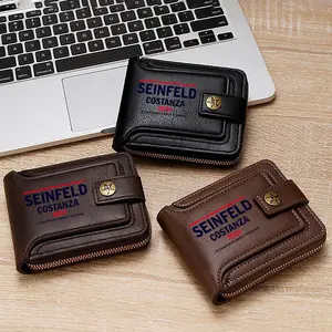 Seinfeld Costanza 2024 Inspired Leather Wallet with Unique Campaign Print Design for Everyday Use Suitable for Young Adults and Professionals Ideal Gift for Father's Day Christmas Birthdays and Special Occasions Durable Zipper Closure and Stylish
