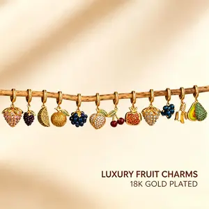 Sparkling Fruit Birthstone Charms – Personalized DIY Bracelet/Necklace Accessories #lacy chain #unique #day collar #casual all-season #statement style #DIYJewelry #StackableCharms #CustomJewelry #FruitJewelry #PersonalizedGifts