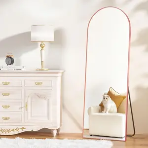 Rose  Mirror, 64"x21"   Mirror, Floor Standing, Full Length, Shatterproof, Arched