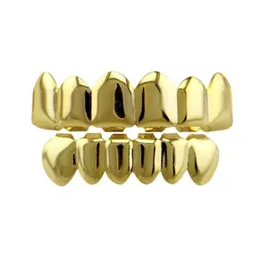 Plated Hop Teeth Grillz Punk Custom Fit Caps Top & Bottom Grill Set Removable Mouth Grills For Women Men Gift Party Photo Fay Dress Accessories