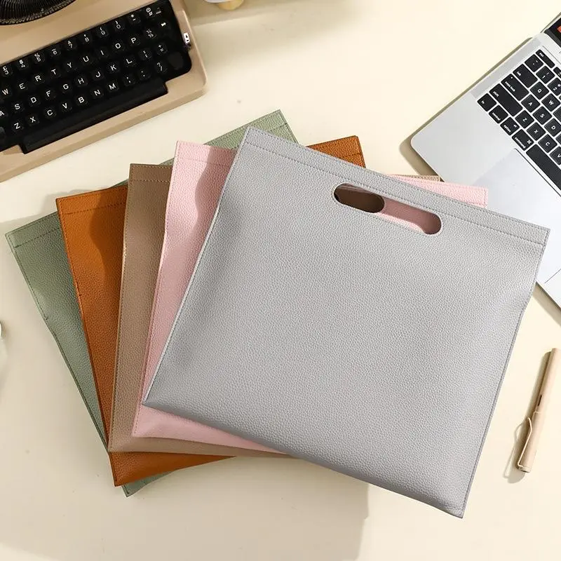PU Leather File Folder, 2 Counts Large Capacity Business Expanding File Folder, Waterproof & Dustproof File Bag, Suitable for Office & Learning Use