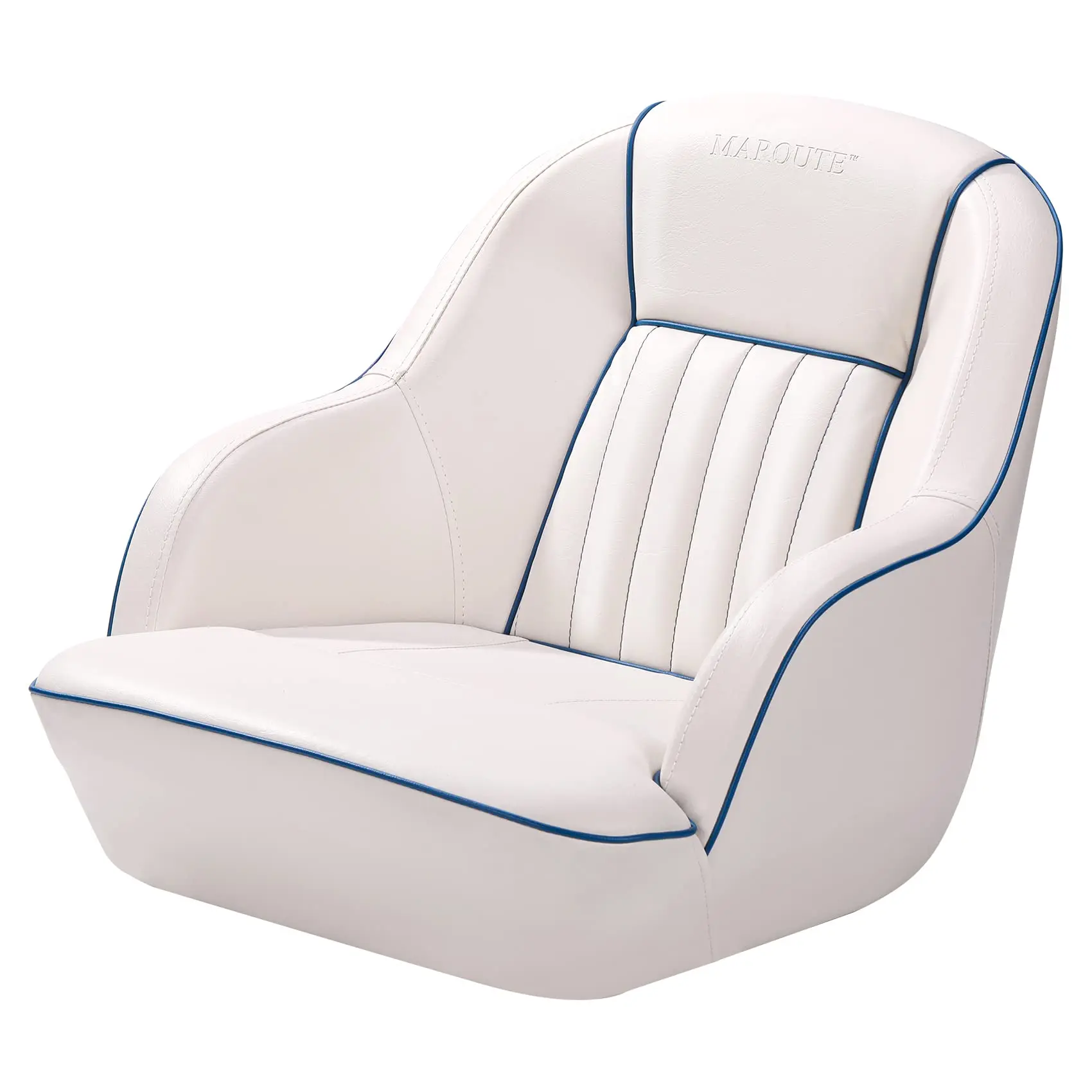 Pontoon Boat Captain Bucket Seat – Ergonomic Design, Injection-Molded Plastic Frame, Foam Padding, Marine-Grade Waterproof Vinyl, Comfortable Armrests, Standard Mount