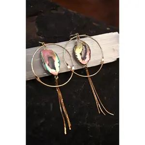 My Aura is Magic Titanium Agate Gold Hoops