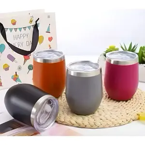 Amazon's best-selling cross-border product: 12-ounce eggshell cup stainless steel insulated cup, double-layer vacuum U-shaped wine cup