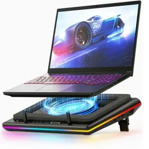 【Limited time 】llano RGB Laptop Cooling Pad, Gaming Laptop Cooler with Powerful Turbofan, Fast Cooling Laptop 15.6-21in, Adjustable Speed, Touch Control, LCD Screen