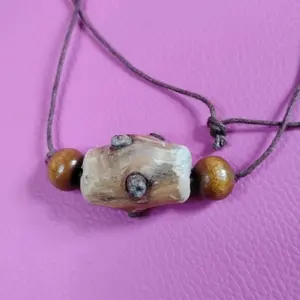 Wooden Necklace and Beads on Hemp String