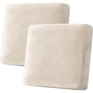 H.VERSAILTEX Velvet Stretch Couch Cushion Cover Plush Cushion Slipcover for Chair Loveseat Sofa Cushion Furniture Protector Seat Cushion Sofa Cover (2 Piece Large Sofa Cushion Covers, Ivory) tiktokshopspringglowup Soft Padded