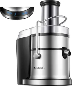 Aicook 850W Juice Extractor with 5 Settings, Wide Mouth, 800W-1100W Powerful Motor, Extra-Large Feed Chute, Easy Clean, Cold Press Juicer for Fruits & Vegetables