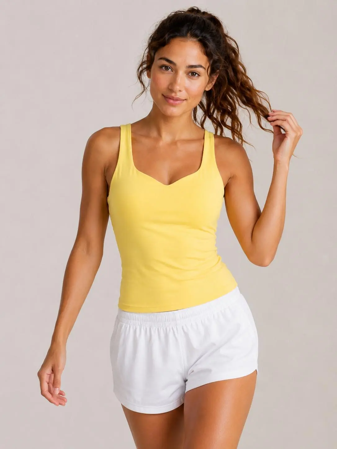 Cross Back Straps Workout Tank Top, 230G Soft Stretch Sweetheart Neck Athletic Cami Top for Yoga Gym Daily Casual Wear
