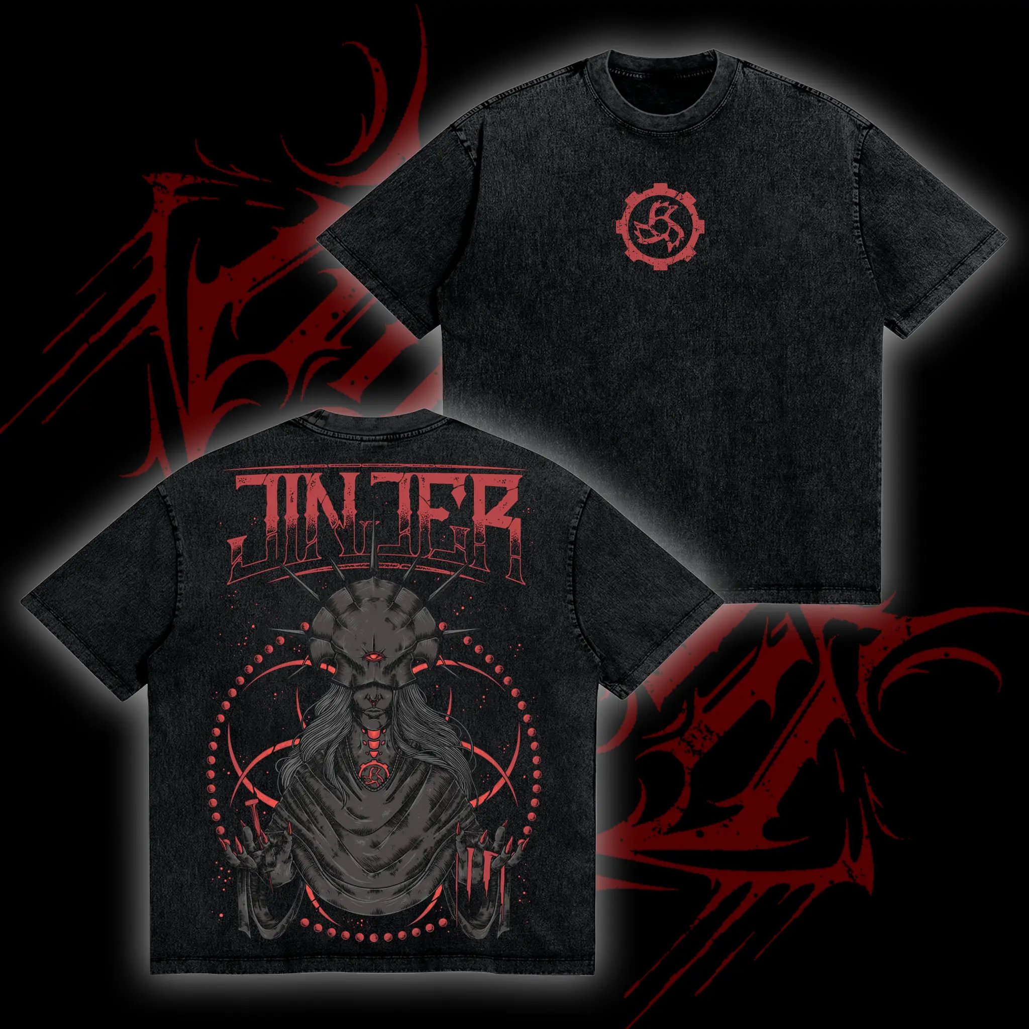 Retro Limited JINJER "Queen Of Everything" Album Oversized Wash Tee, Heavy Progressive Metal Band Rock Tour, Heavy Metal Band Merch Trending 90s Graphic Tee, Unisex Oversize Rock Band Washed Heavyweight Cotton T-shirt, Gift For Rock Music Lovers
