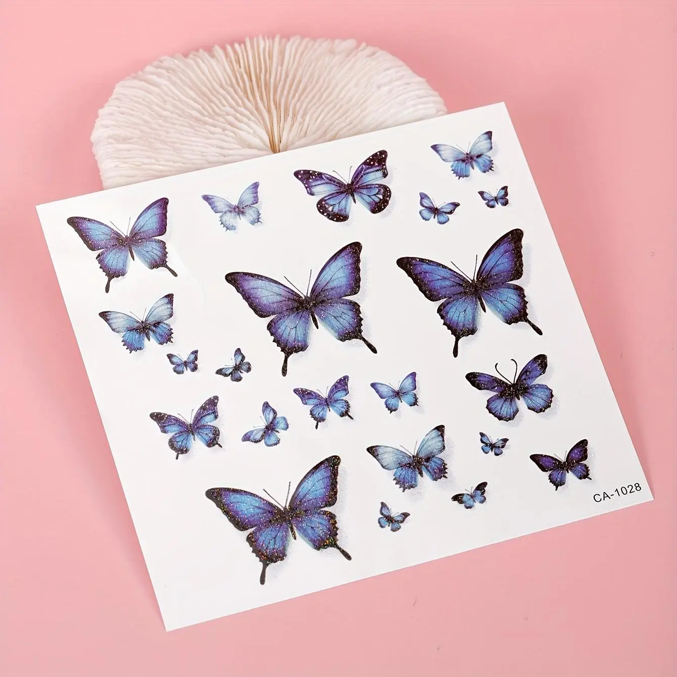 Eyelid Tattoo Stickers, 3-Piece Glamorous 3D Blue Butterfly Face Decals with Glitter & Rhinestones for Festival Body Art
