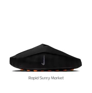 Black Thick-Soled Massage Slides, Orange Spherical Outsole, Breathable Fabric Upper, Pre-Game Recovery Tech Mules