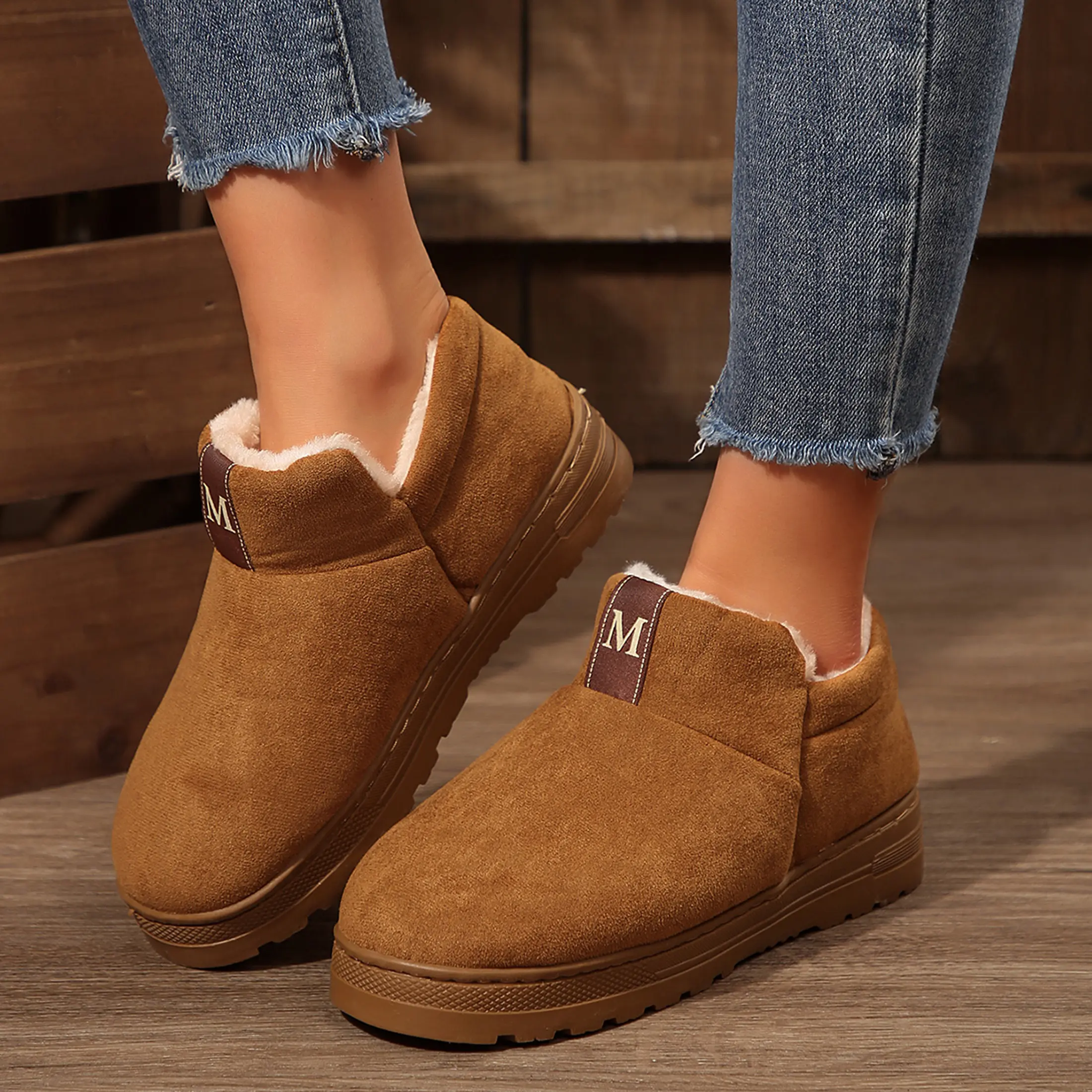 Women's Memory Foam Fleece-Lined Slip-Ons Boots Comfy IndoorOutdoor for Ultimate Warmth Comfort Walking Shoes Footwear