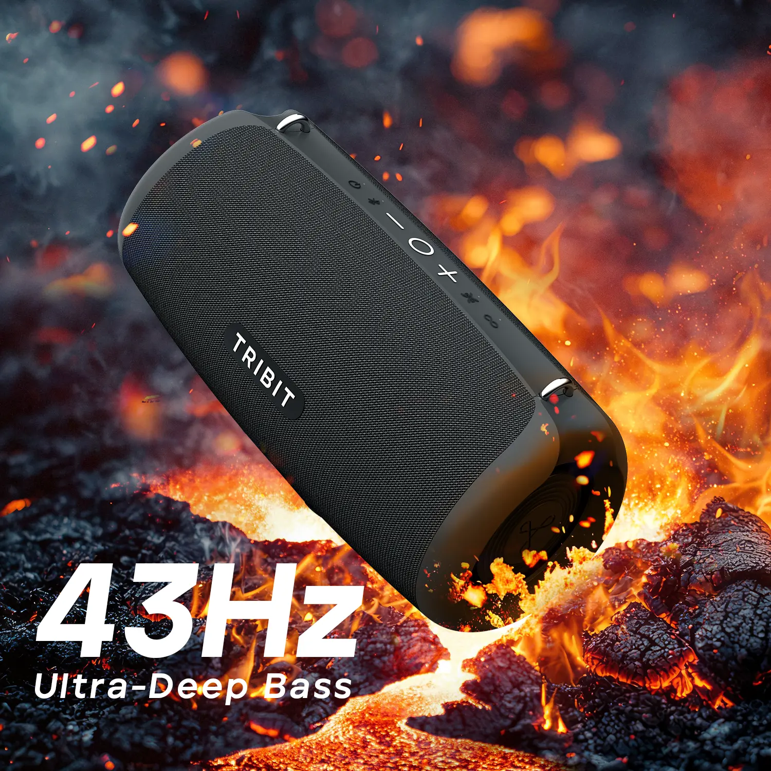 TRIBIT StormBox Lava Portable Bluetooth Speaker 80W Booming Sound IP67 Waterproof 43Hz Deep Bass 24h Playtime Built-in Mic Two-way Talk TWS Pairing for Camping Beach Party Outdoor