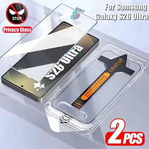 Two-Piece Anti-Spy Tempered Glass Fingerprint Screen Protector for Samsung Galaxy S26 Ultra/plus S26 5g S25 Ultra S24 Ultra, Easy Install Full Coverage Accessories