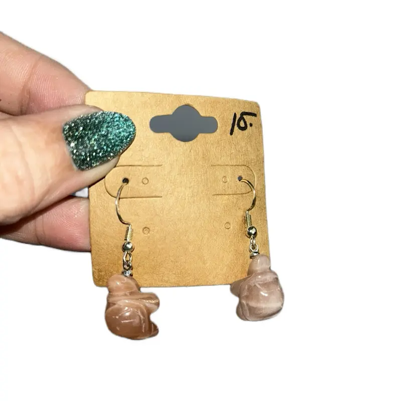 sunstone drop earrings carved as a turtle set in S925 sterling silver
