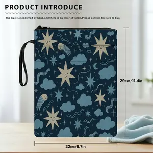 1PC Starry Night Sky Print Book Cover with Zipper Closure - Book Protector & Storage Bag, Front Pocket for Students, Teachers, Office Supplies.