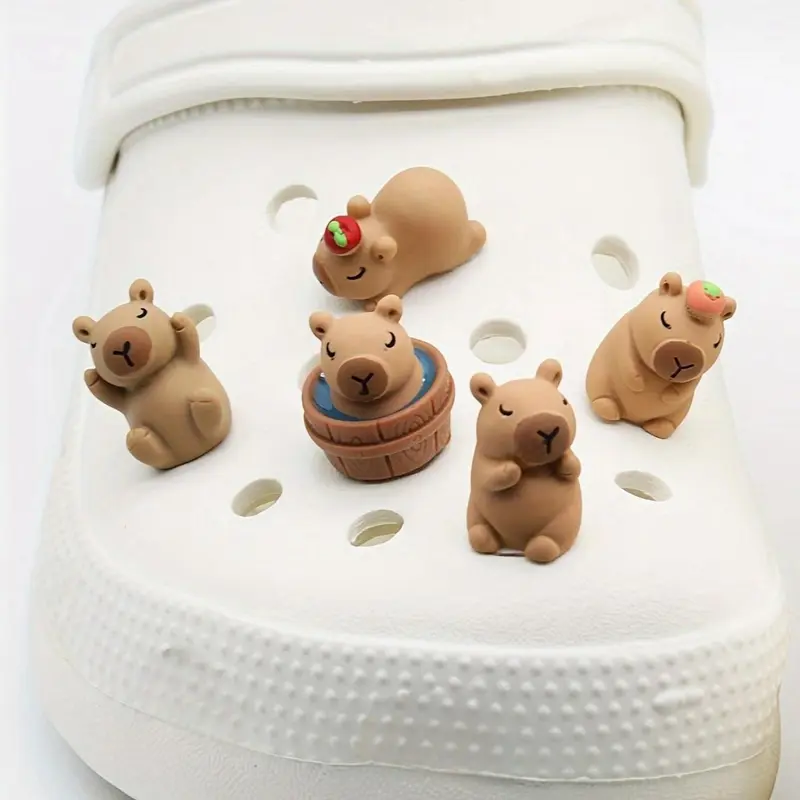 Cute Cartoon Capybara Shoe Charm, Animal Shoe Decoration for Clogs and Sandals, Fashionable Shoe Accessories, Shoe Adornments, Shoe Embellishment Set