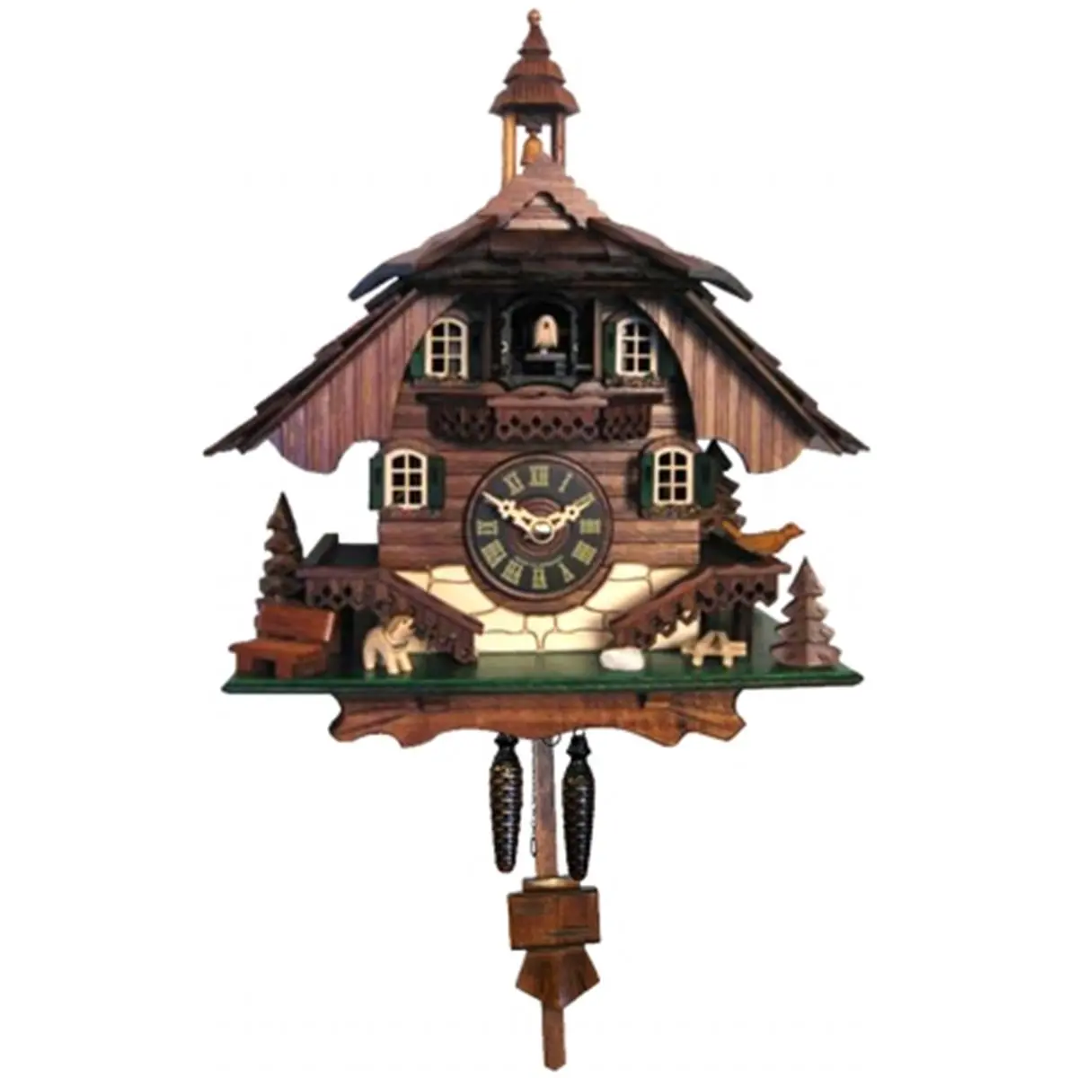 212 MAIN Engstler Full-Size Analog Decor Clock - Battery-Operated Traditional Musical Home Accent with Birds, Animal-Themed Bell, Cuckoo Hours, Rotating Through 12 Tunes (10.5 h x 9 w x 6.5 d in., Sculptural Wall Clock, Batteries Required)