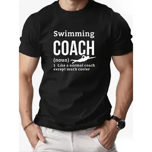 Men T-shirt Swimming COACH Noun Like a Normal Coach Except Much Cooler with a Swimmer Icon, Crew Neck Comfortable and Soft Limited-time Flash
