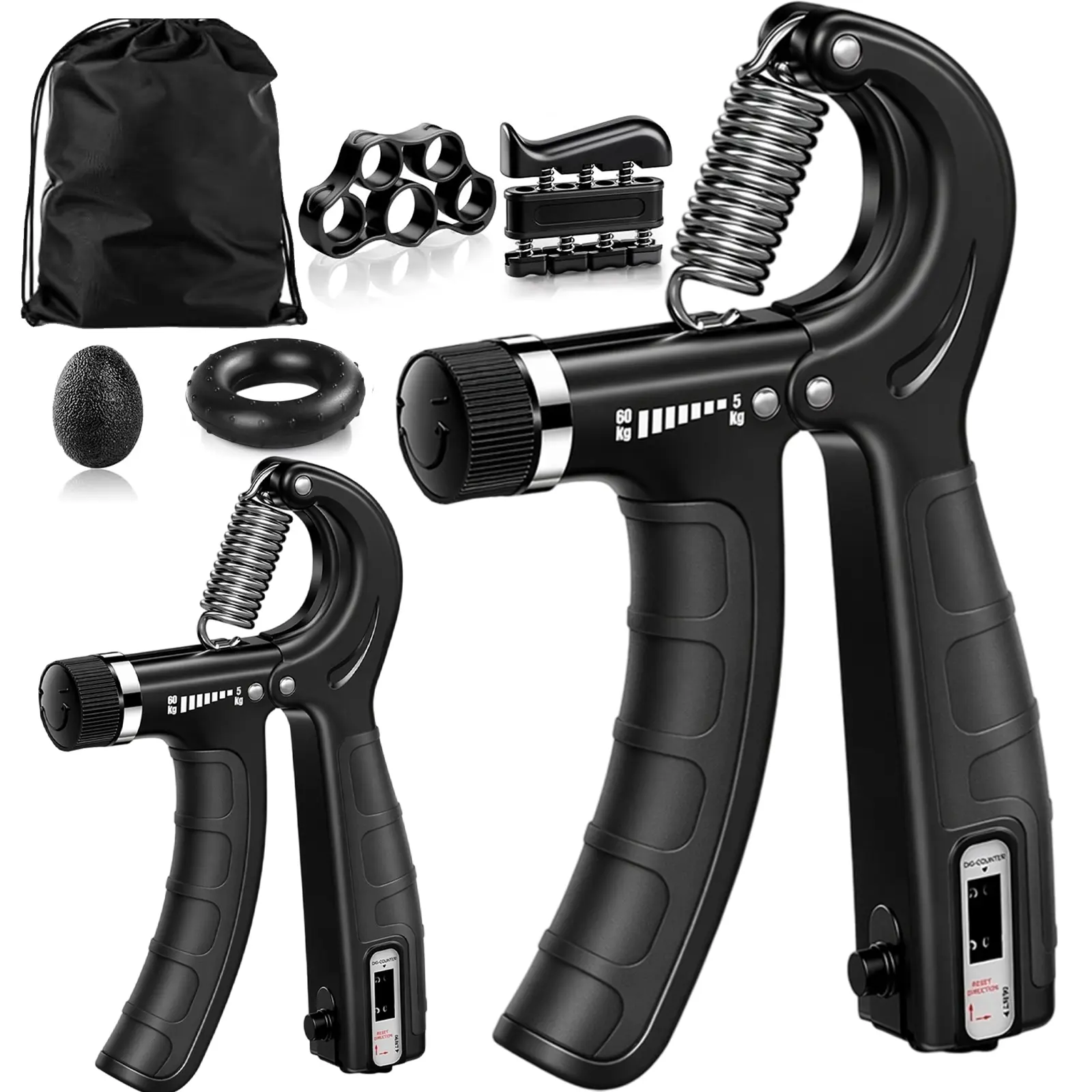 2-Pack 5-in-1 Professional Hand Strengthener Kit - Athlete-Grade Adjustable Gripper, Finger Exerciser, Stress Ball for Forearm Training, Gift for Boyfriend, Strength Training Gear, Muscle Exercise Gear, Home Fitness Tool