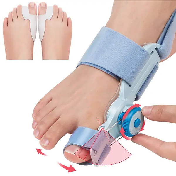 Tech Love Adjustable Bunion Corrector Brace, Orthopedic Toe Straightener with Adjustable Knob & Anti-Slip Heel Strap, Big Toe Support with Gel Toe Separator Toe Spacer for Women Men