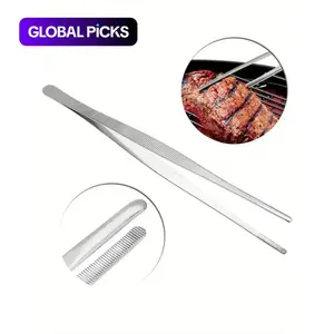 Stainless Steel Food Tongs, 1 Count Handheld Barbecue Steak Tongs, Kitchen Tool for Baking Frying, Kitchenware Barbecue Utensils, BBQ Tools for Home Kitchen, Barbecue Accessories #GLOBAL PICKS