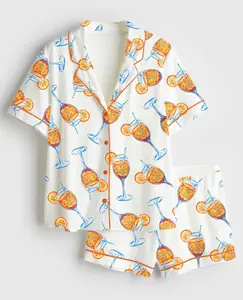 Aperol Spritz Trio Watercolor Short Sleeve Satin Pajama Set, Pyjama for Women, Bridal Party Outfit, Bachelorette Party, Bachelorette Bride Set, Pajama Sleepwear, Nighwear Set for Her (No pocket)