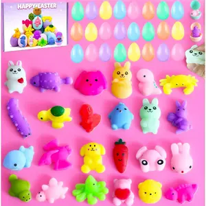 24 Pack Squishy Toys,Easter Basket Stuffers,Easter Egg with Squishy Fidget Toys,Easter Egg with Squishies Animal Toys Kids Classroom Gift Exchange Party Favors