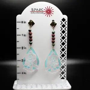 Freddy Kreuger Teardrop Earrings with African Turqoise and Lava Rock Beads
