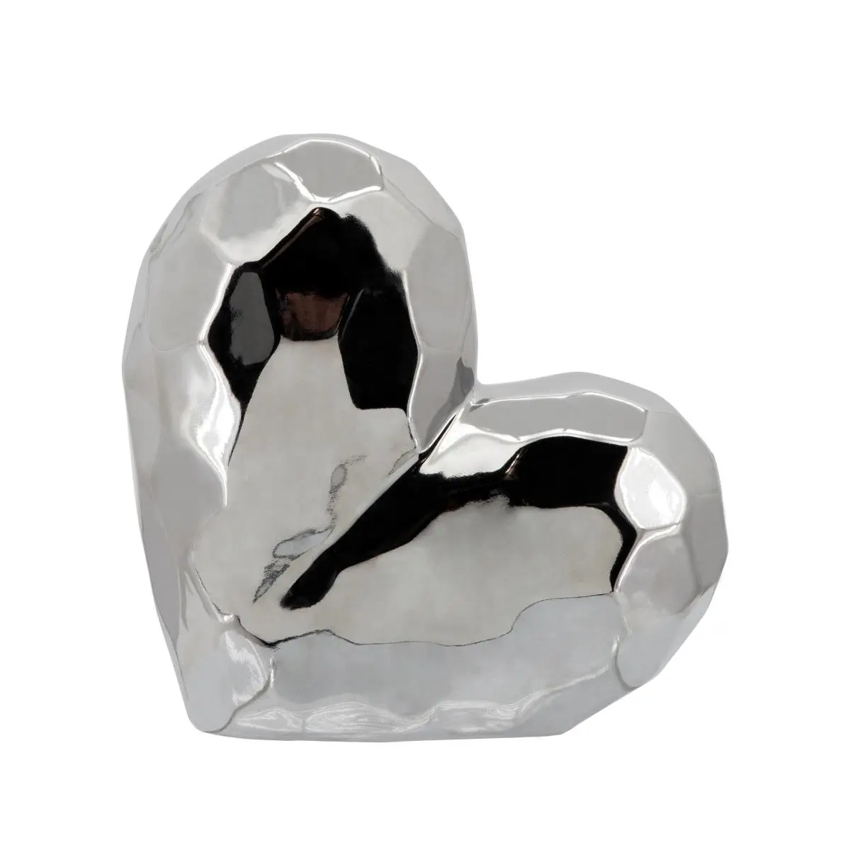 212 MAIN 7.75 in. Shiny Textured Ceramic Heart-Shaped Light Decoration - Hangable Glam Indoor Home Decor Statue, 9 lbs Decorative Sculpture with Hammered Detailing for Home Supplies