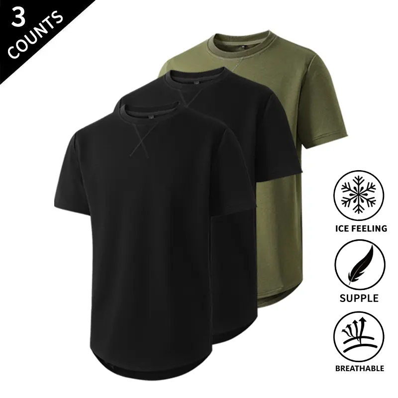 3-Pack Men’s Summer Vibes Cool Breathable T-Shirts, Ice Fabric Quick-Dry Tees for Summer, Workout & Casual Wear