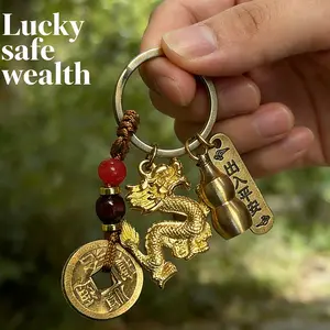 Eastern Metaphysics Chinese Style Keychain, Fashionable Alloy Keychain, Stylish Keyring, Auspicious Amulets for Blessings, Health, and Success, The Best Gift for Men and Women, Ideal Gift for Career and Marriage, Suitable for Easter, Christmas, Halloween