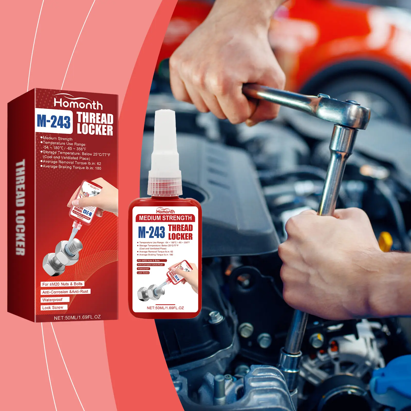 Surj Selection X Homonth Automotive Thread Lock Sealant, Automotive Special Anti-Thread Lock Nut Bolt Rust Sealant,car,foam,cleaner,built-in,filter,,tough,grease,,care,upgraded,formula,,commercial,use,,multipurpose,powerful,degreaser,2-in-1,cleaning,