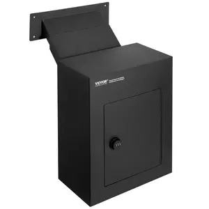 Heavy-Duty Steel Through-Wall Drop Box, 13-Combination Lock (2.8-7.9 in), 13x7x17 inch Secure Black Mail Drop Box