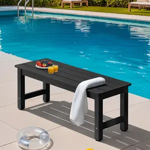 【CategorySelect】ONBRILL Outdoor Bench, 2-Person Poly Lumber Garden Bench, All-Weather Patio Bench Will not Rot and Fade for Garden, Porch, Backyard and Park, Easy Installation