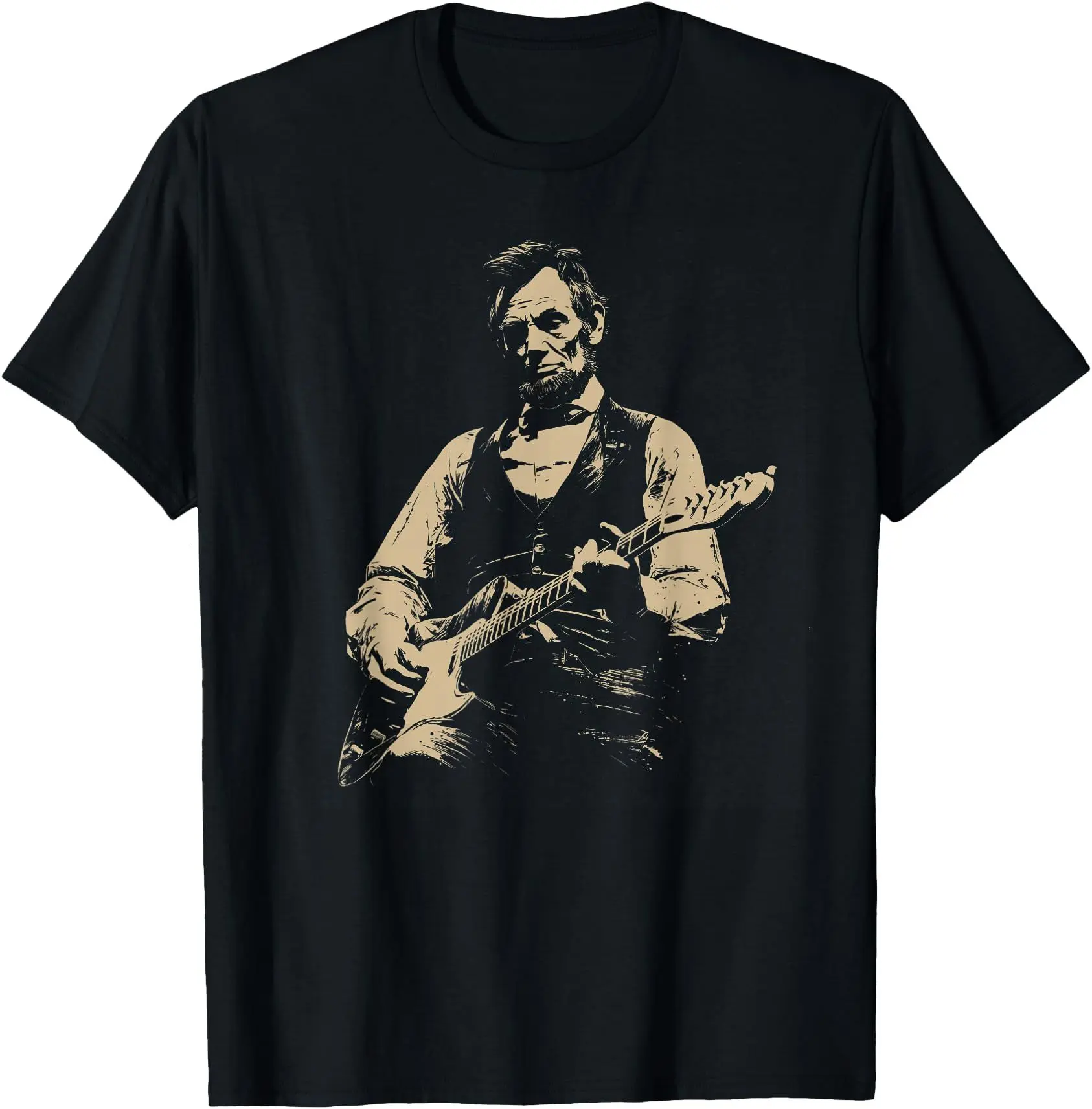 AbeLincoln Playing Guitar Retro Vintage T-Shirt