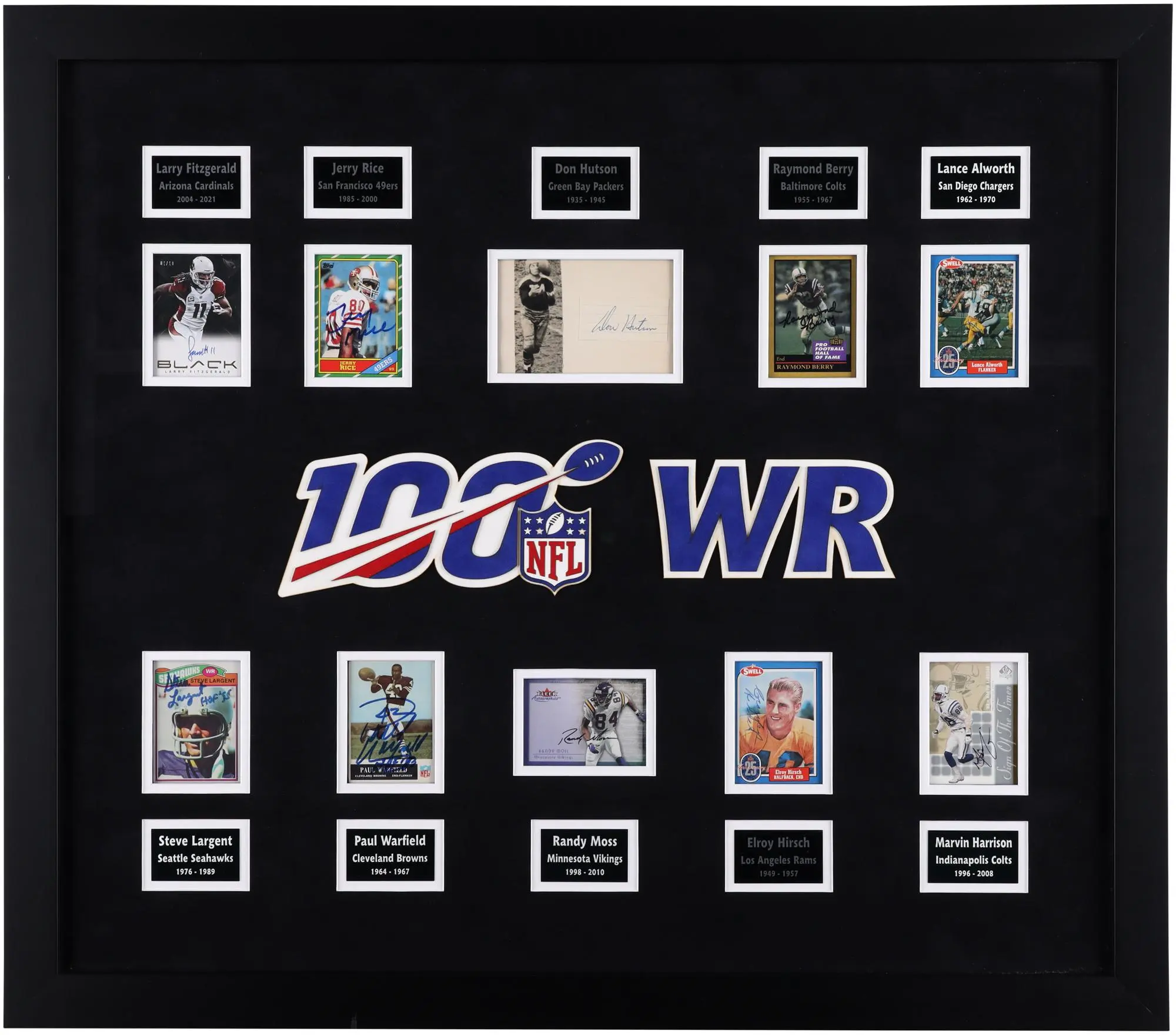 NFL 100 Wide Receivers Framed Autographed 33" x 29" Collage with 10 Signatures - Fanatics Authentic Certified