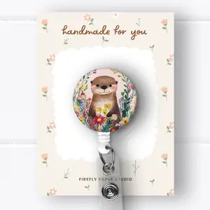 Otter Badge Reel, Retractable Badge Reel w/ Alligator Swivel Clip