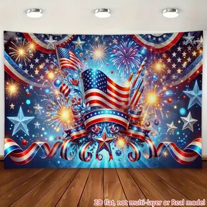 American Flag Wall Hanging Background Cloth Tapestry with Fireworks, Perfect for Celebration Backdrop, Live Streaming Backgrounds, Party Decorations, Birthday and Anniversary Events, Suitable for Home, Room, Garden, or Yard Decor