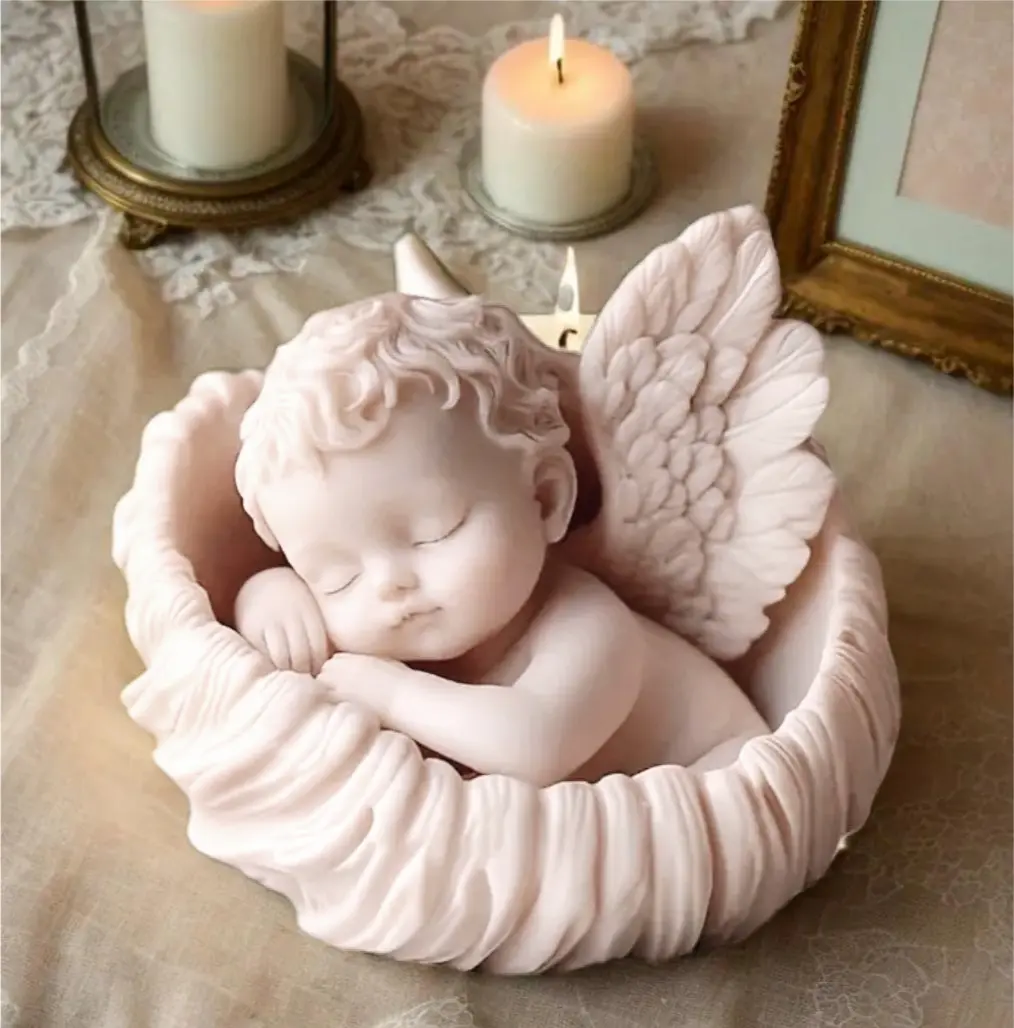 Angel Favor Candle - Organic Scented Soy Wax Keepsake, Angel-Shaped Design, 100% Organic, Lead-Free Cotton Wick, Suitable for Special Events - Decor, Decorative pink room Gift Fragrance Decoration Ornaments Aroma