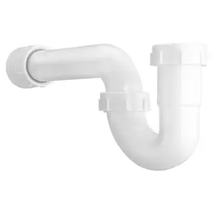 VEVOR P-Trap, 1-1/2 Inch P Trap Sink Drain Pipe Kit with Threaded Adapter and TPU Leak-Resistant Washers, PP Plastic Pipe Basin Waste Kit, Under Sink Plumbing for Kitchen Bathroom Sewer Drain, White