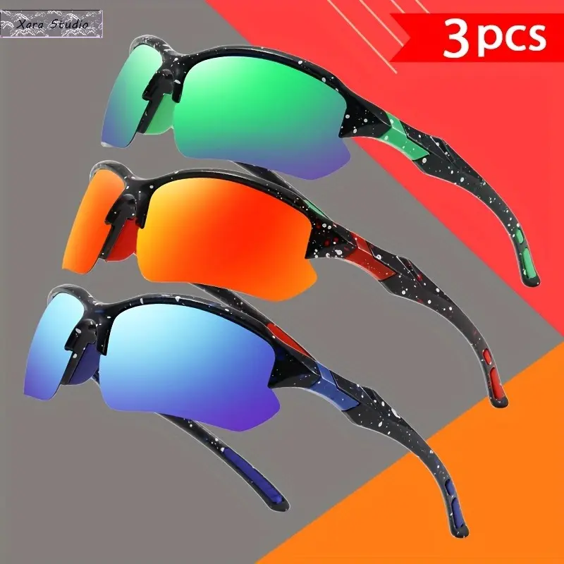 Unisex 3-Pack Full-Frame UV-Resistant Women's Sunglasses - Vibrant Color Mix, Lightweight, Durable, 3-Lens Design, Ideal for Daily Casual & Sports Wear, 3-Lens Women's Sunglasses