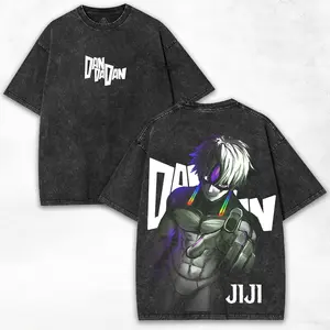Jiji x Dandadan + Occult Energy + Double-Sided Retro Graphic + Washed Oversize Tee + Trending TikTok Tee Cotton Menswear